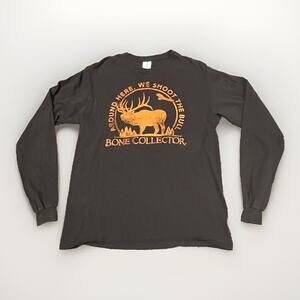 Bone Collector Mens Brown Long Sleeve Crew Neck Graphic Tee Hunting Shirt Size M